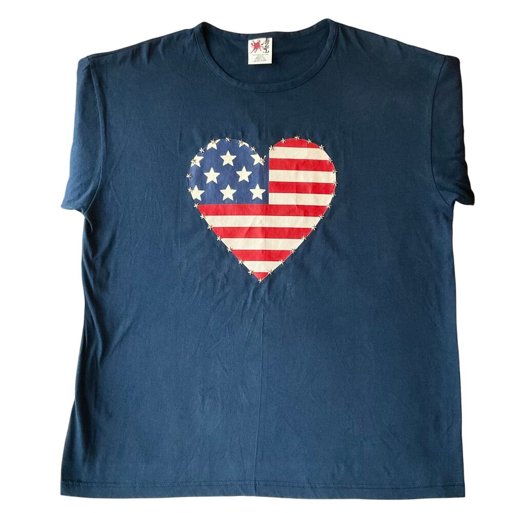 EZL Men Short Sleeve T-shirt Size L, Blue, Love America Made In U.S.A